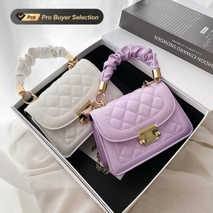 Kalanta Oem Korean Diamond Lattice Shoulder Small Women's Messenger Small Square Chain Bag China Wholesale PU Ladies Shoulder