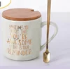 white Mint green-ceramic cup wooden lid spoon