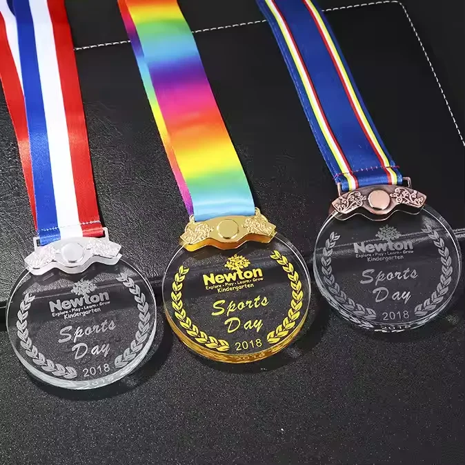 Customized Track Ribbons Custom Running Sports Gold Medals Silver Bronze 3d Double logo ...