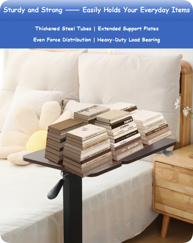 Foldable and Height Adjustable Overbed Table with Locking Wheels for Hospital, Home, Office Use supplier