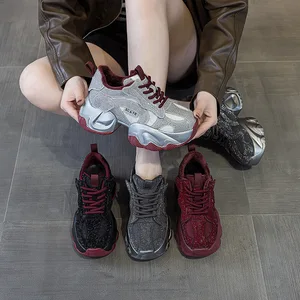 Full Sky Star Water Diamond Women's 2026 New Thick Soled Interior Height Increasing Casual Fashion Versatile Women's Shoes