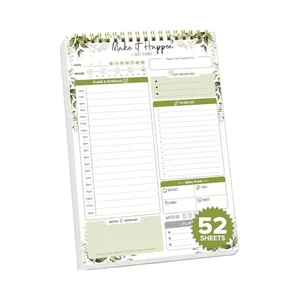 Daily Planner Notepad Decorably Detailed 52 Sheets Spring-Bound Leather Bound Daily Schedule Task Planner To-Do List Notepads