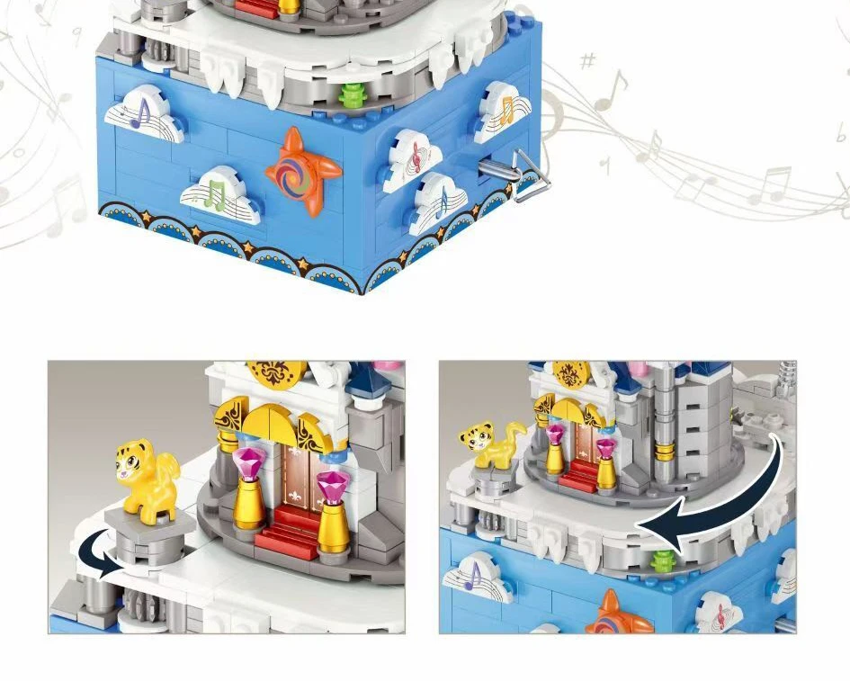 Movie Disneyed Castle Music Box Building Blocks Toys For Children Gift