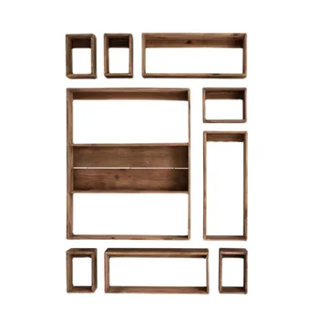 Home creative wall organizer pine compartment combination display shelf wall mounted cabinet storage bookshelf shelves