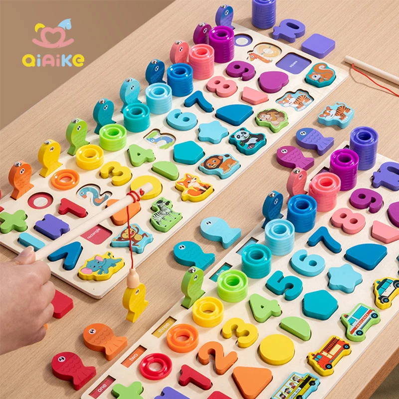 Best Value Children's 5 In1 Logarithmic Board Digital Shape Matching Puzzle Juguetes Early Education Toys for Kids Boys Girls
