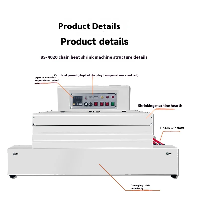 CH-4020 Automatic Desktop Benchtop Stainless Steel Mesh Type Labeling Hot Heat Shrink Film Wrapping Packing Machine