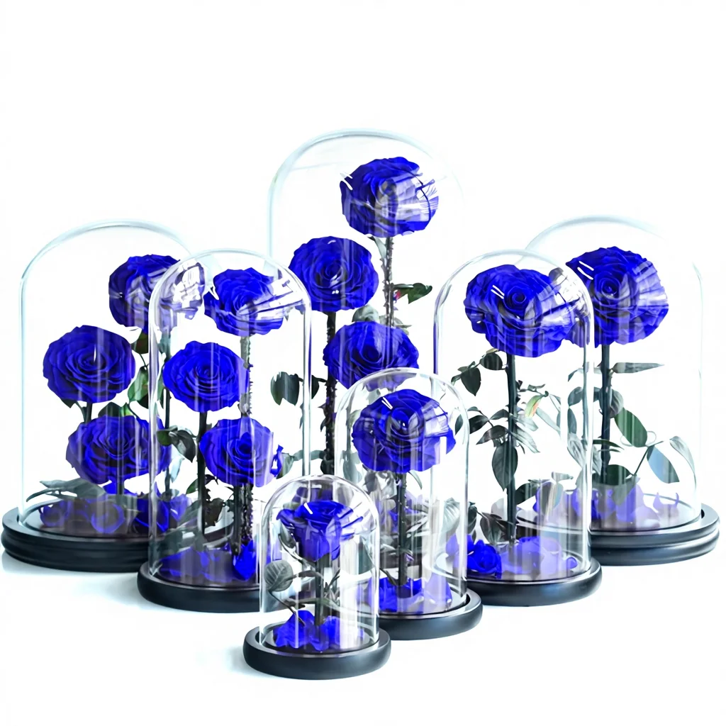 Factory Wholesale Valentine's Day Christmas New Year Glass Dome Preserved Forever Roses Enchanted Belle Gift Box
