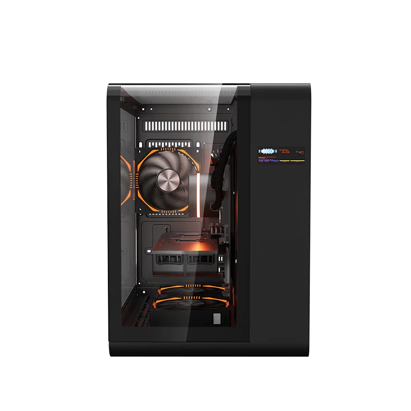 湾曲強化ガラス製ゲーミングPCケース、Micro ATX/Mini ITX対応、ゲーム