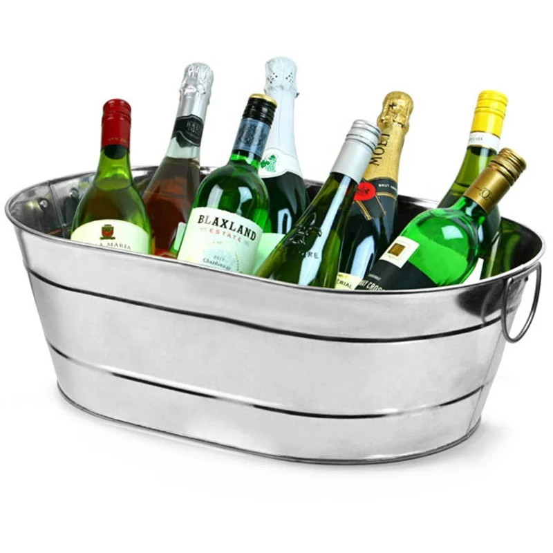 Large Galvanised Steel Oval Party Tub Beer Wine Coolers Chillers Bucket Ice Drinks Beer Bucket