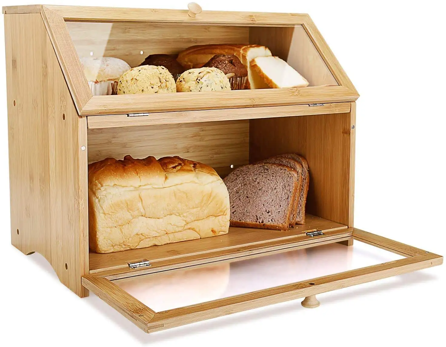 Kitchen Double Large Capacity Storage Bread Box Container Food Storage ...