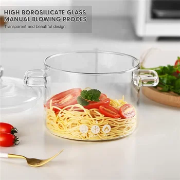 Pentola In Vetro Borosilicato 2,3 Litri - Trasparente Con Coperchio E Doppi Manici, Adatta A Induzione? No, Solo Fornelli Normali - 2