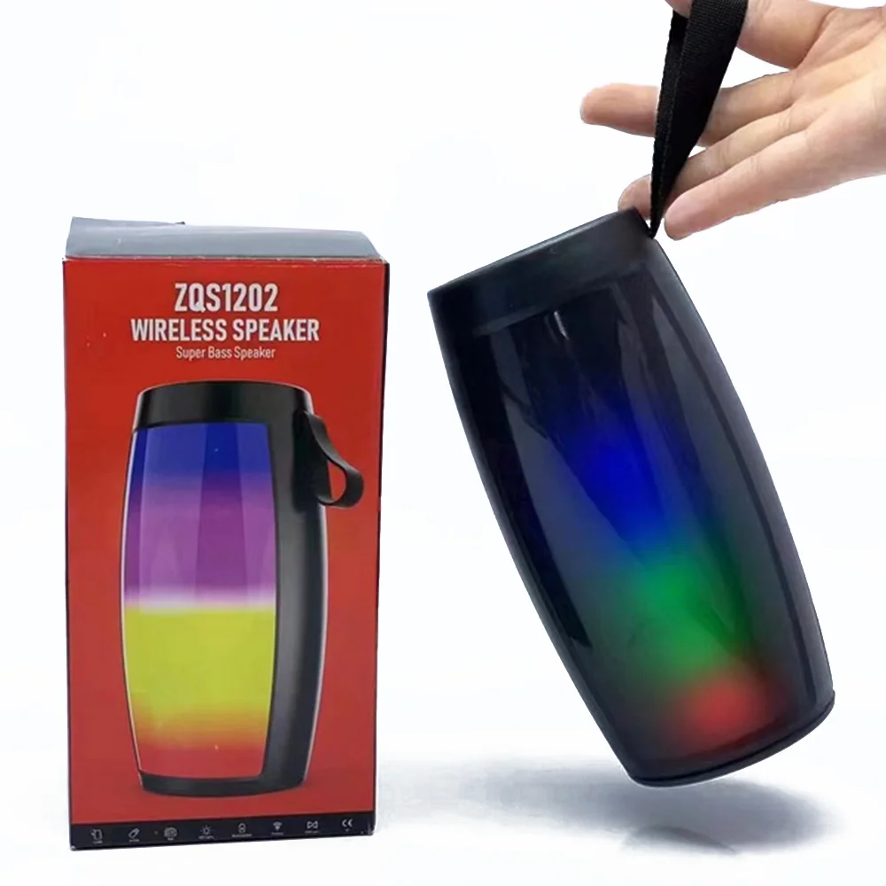 ZQS1202-altavoz pequeño TWS, nuevo diseño, minialtavoz recargable con luces  de llama deslumbrantes, 2 pulgadas