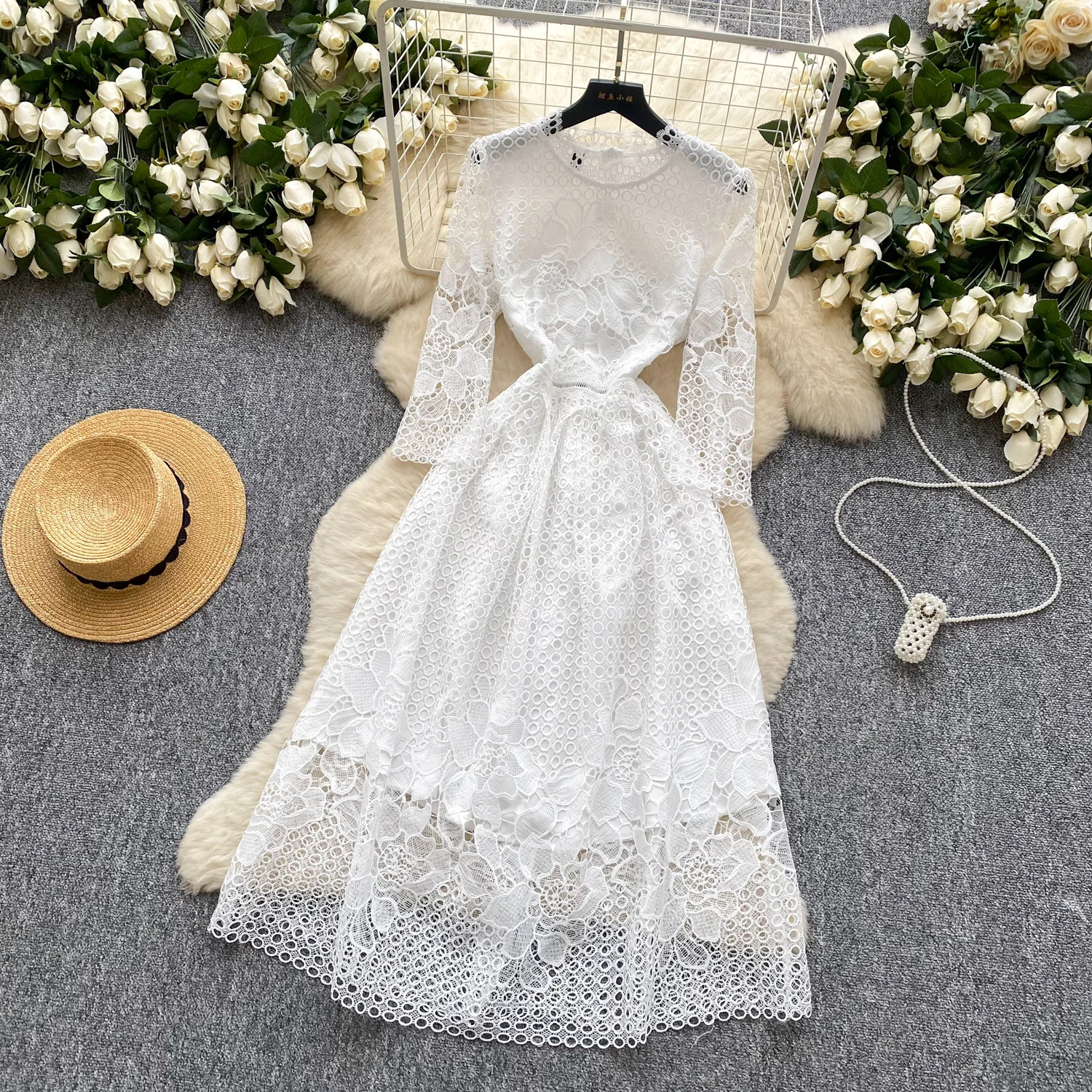 white christmas dresses Zapaka Women Black Casual Dress with Sash A-Line Long Sleeves Wedidng Guest Dress, Black / L main image 1