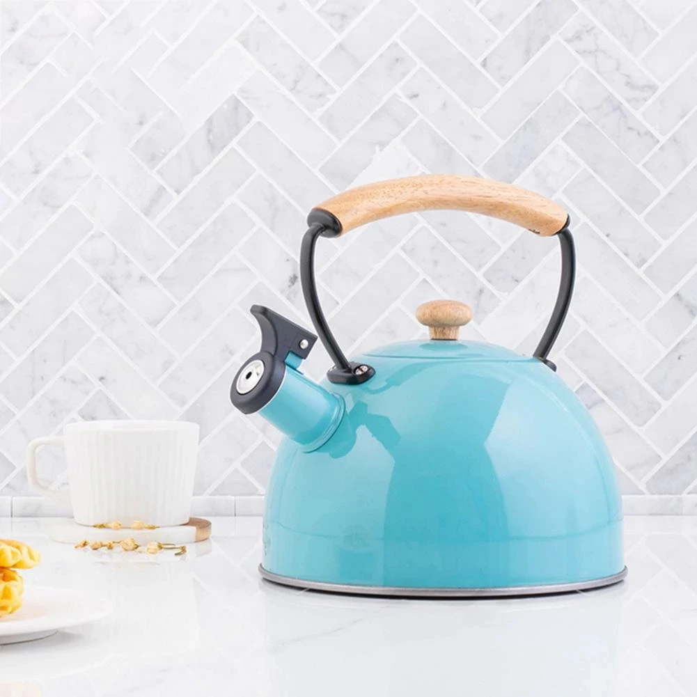 High Quality Blue Finished Tea Kettle Stainless Steel Whistling Kettle