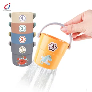 Chengji New Style Baby Bathroom Water Toys Kids Stacking Cups Buckets Baby Play Water Bath Stacking Cups Toys for Bath