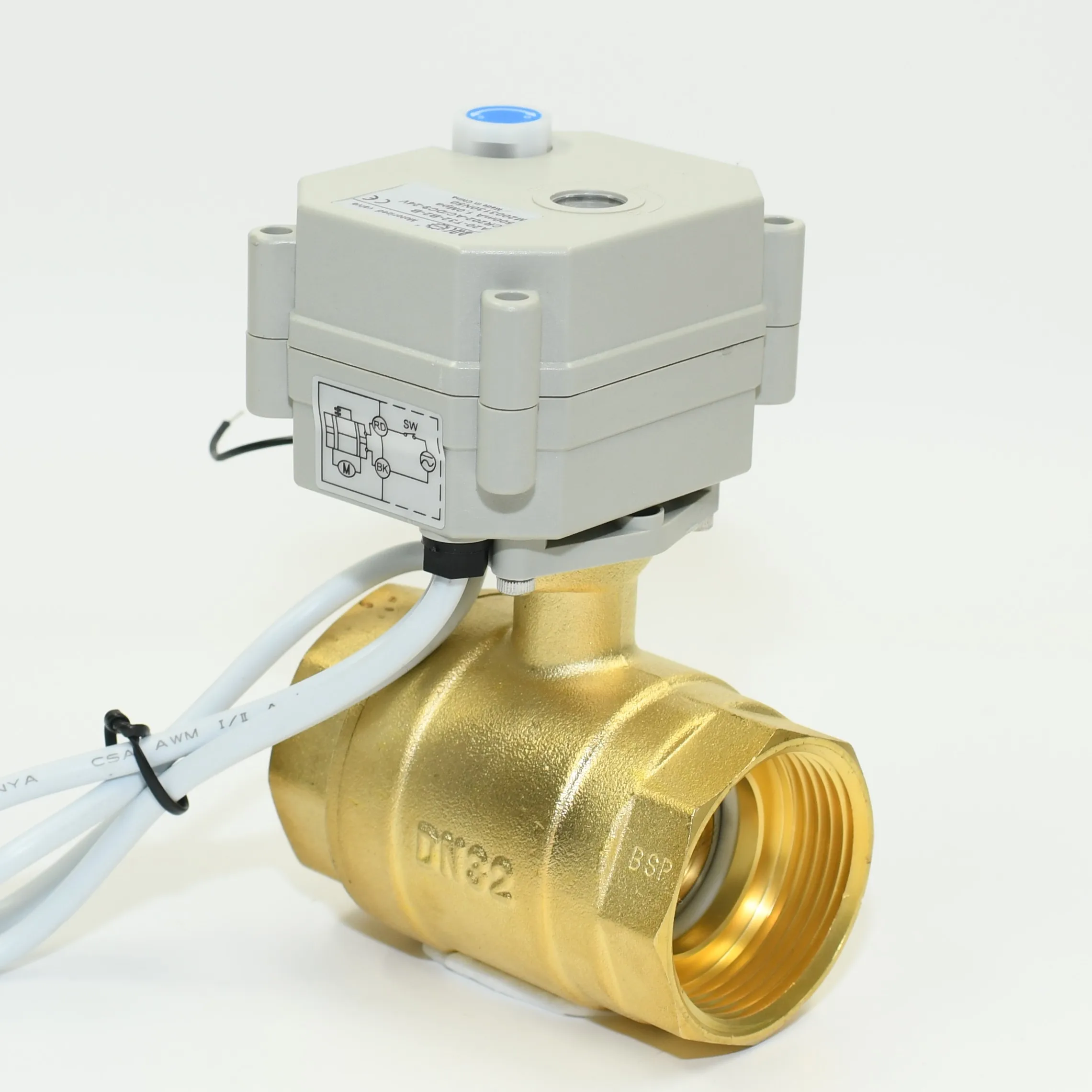 Tonheflow 1 1/4" inch electric with manual override brass 12v motorized ball valve  dn32