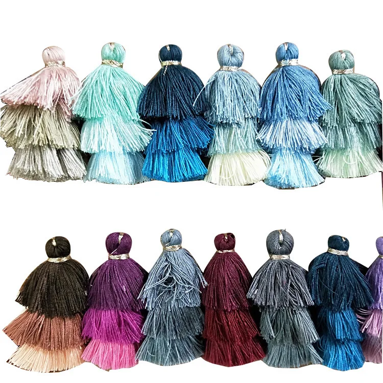 E-Magic  Handmade Tassel Customized Color  New Fashion Colorful 3 Layer String Decorative Cord Polyester Tassels