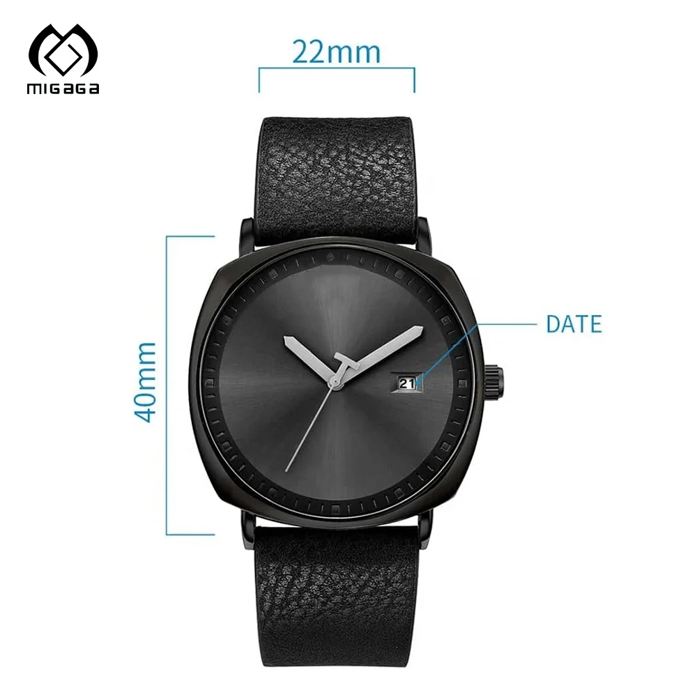 Custom Simple Elegant Calendar Business Style High-End Niche Leather Strap Quartz Men's  Watch