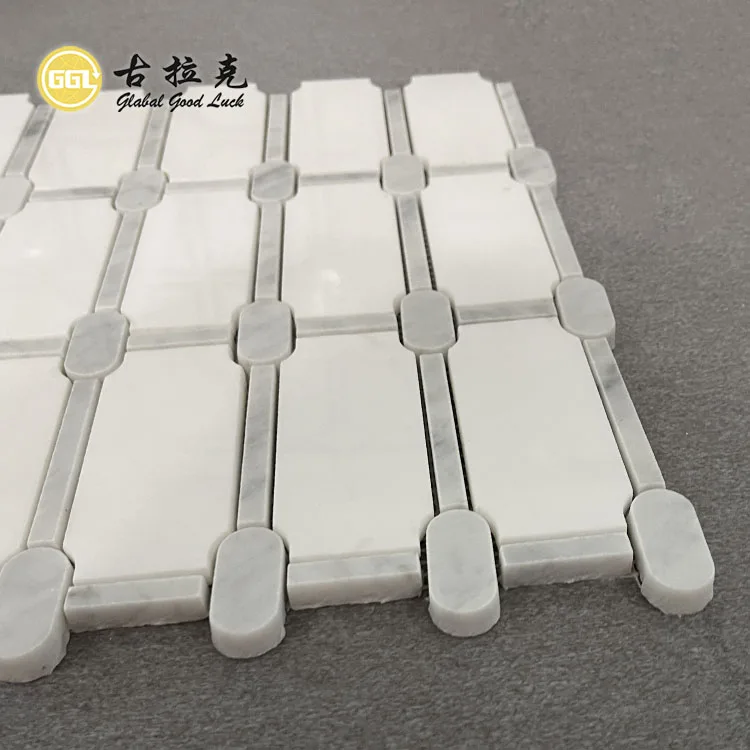 Contemporary Design Marble Mosaic Background White Marble Tile for Bathroom Kitchen manufacture