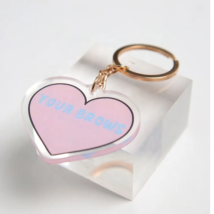 Key Chain Designer Custom Print Logo Clear Heart Shaped Cute Charms Acrylic Keychain for Promotional