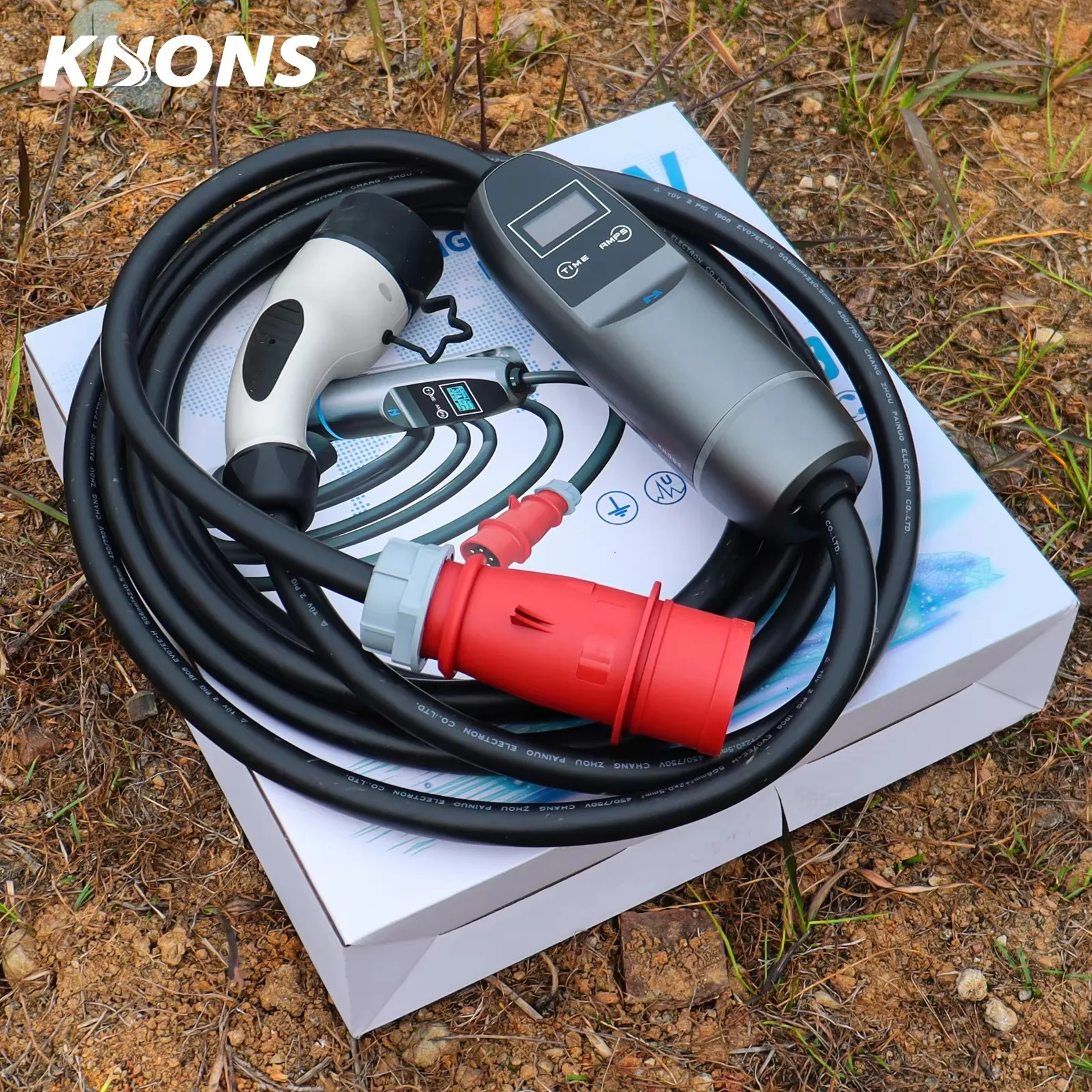 KHONS EV充電器 6~16A調整 IP65防水 J1772対応 5ケーブル
