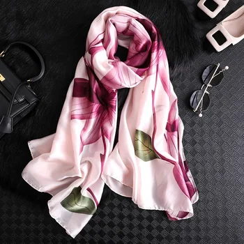 New Beautiful Brocade Long Scarf 90*180 Beach Towel Shawl Long Muslim Flower Leaf Printed Polyester Silk Scarves