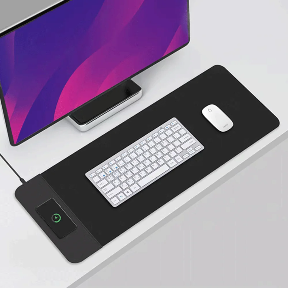 2 In 1 Pu Leather Folding Mouse Pad Wireless Charger For Computer