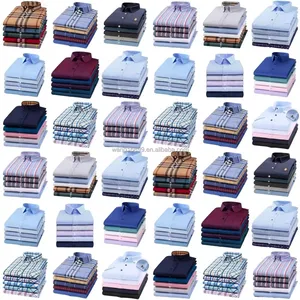 Men's Free Iron Stretch Plaid Shirt Long Sleeve Loose Casual Business Formal Dress Yarn Dyed for Winter Season-Direct Factory