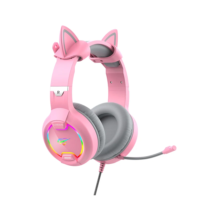 Orejas De Gato Cascos Gamer Rosas Havit-auriculares H2233d Con