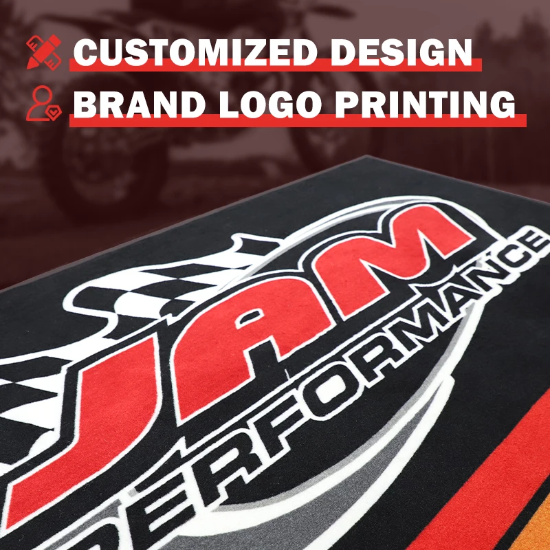 Personalized Garage Floor Mat Non Slip Nylon Motorcycle Paddock Mats for Showrooms Racing Pit Mat Car