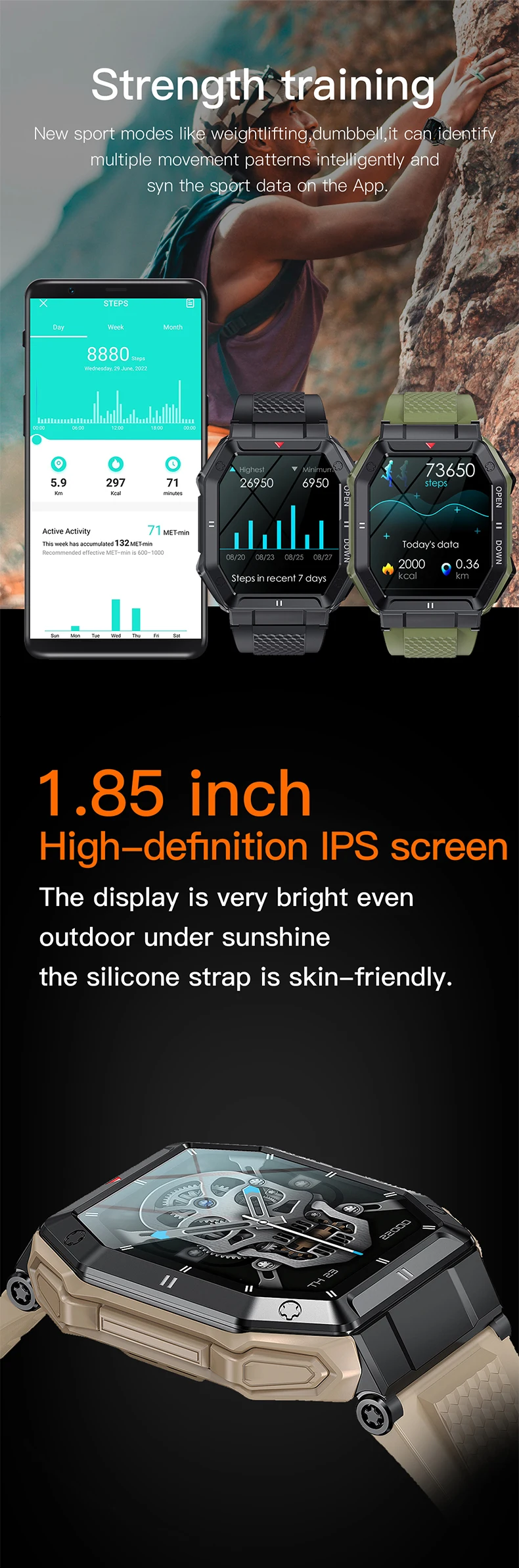 Reloj Inteligente 2024 Smart Watch 1.85inch K55 Heart Rate 350ma Big ...