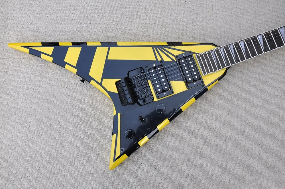 Custom Black Electric Flying V Guitar - Right Handed, OEM