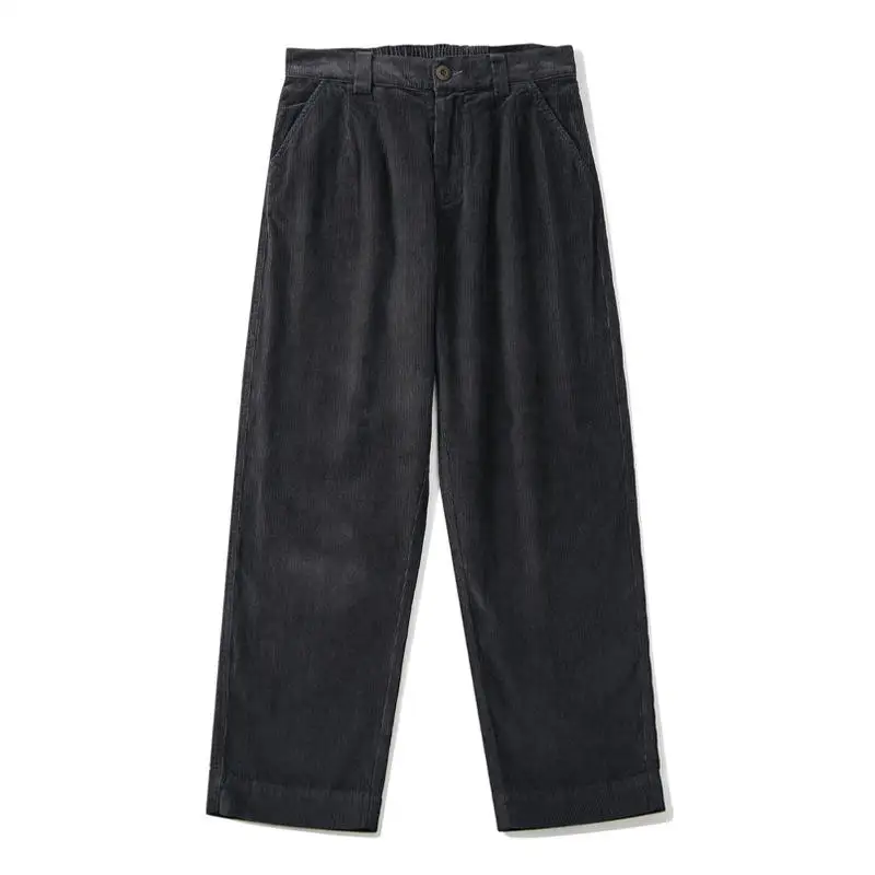 Brown Corduroy Straight Vintage Men's Pants Loose Solid Color Custom ...