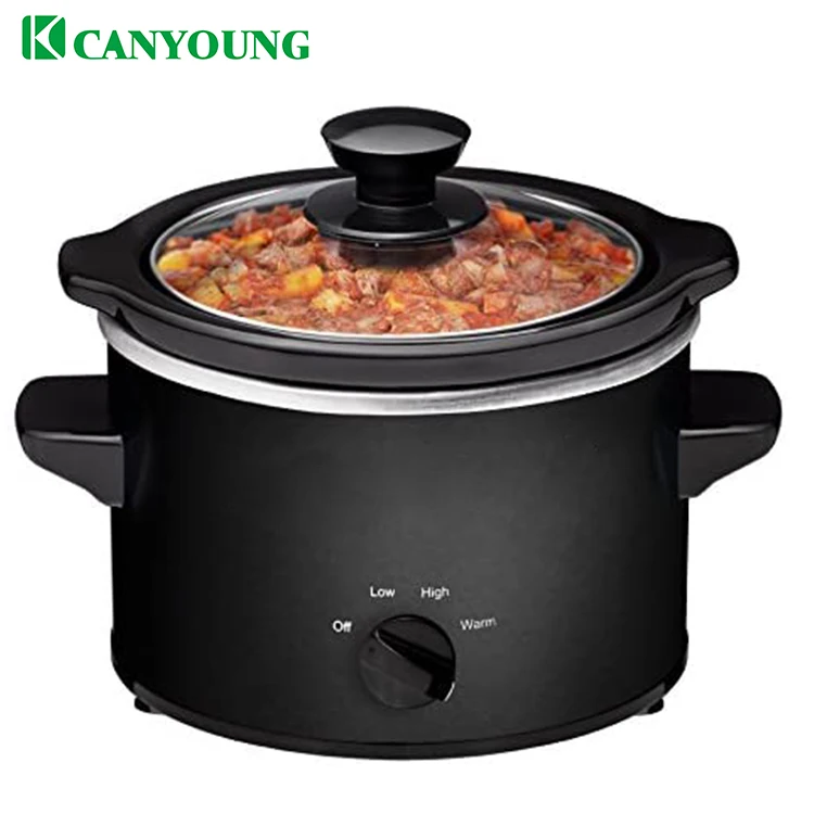 1.5 Quart Electric Slow Cooker Ceramic Pot With Black Color Entrees
