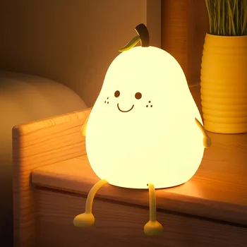 Wholesale Custom Pear Cute Pear Night Light LED Bedroom Sleep Bedside Light With Sleep Fun Pat Multiple Light Colors