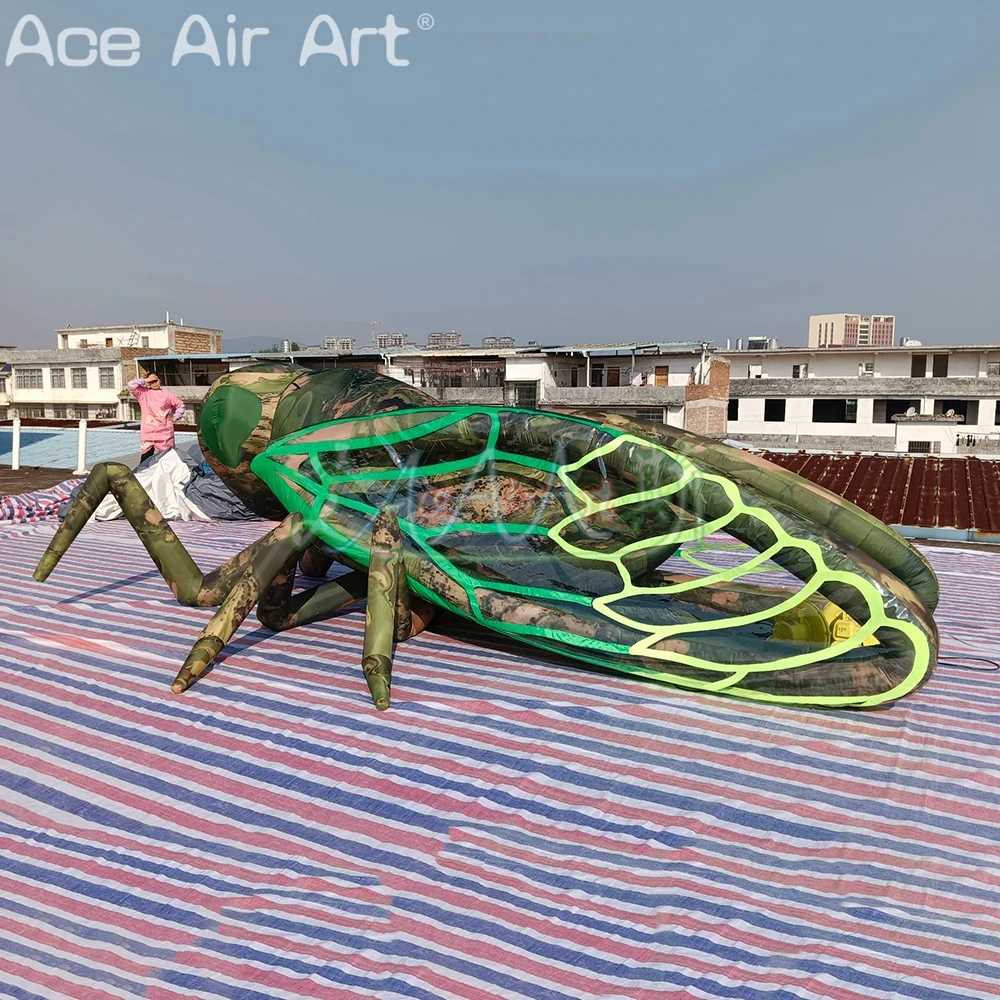 5m Long Colorful Cicada, Inflatable Cockroach, Inflatable Insects With LED Lights for Outdoor Event Decoration