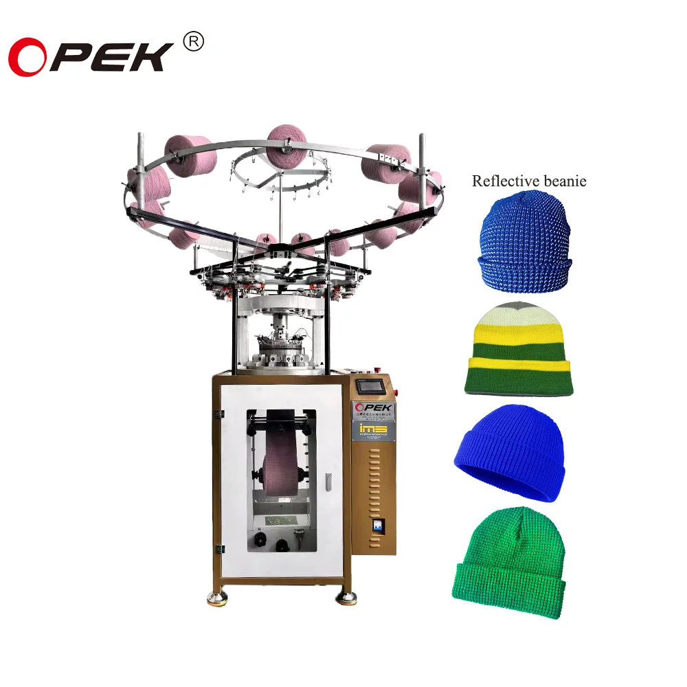 Multi Functional Rib Hats Stripe  Rib  Reflective Yarn Classic Rib Beanies  Knitting Machine