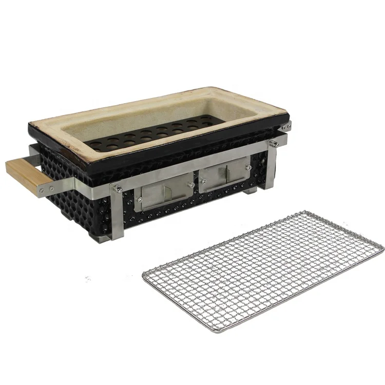TOPQ Home Use Japanese Square Hibachi Grill Table BBQ Grill