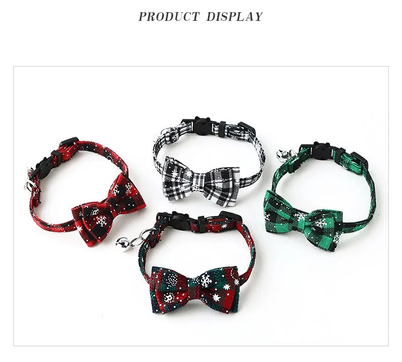 Christmas Pet Supplies Dog Cat Collar Durable Adjustable Buckle Bowknot