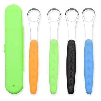 Factory Direct Wholesale Stainless Steel Tongue Scraper Bad Breath Tongue Cleaner Scraper Made with Durable Plastic Material