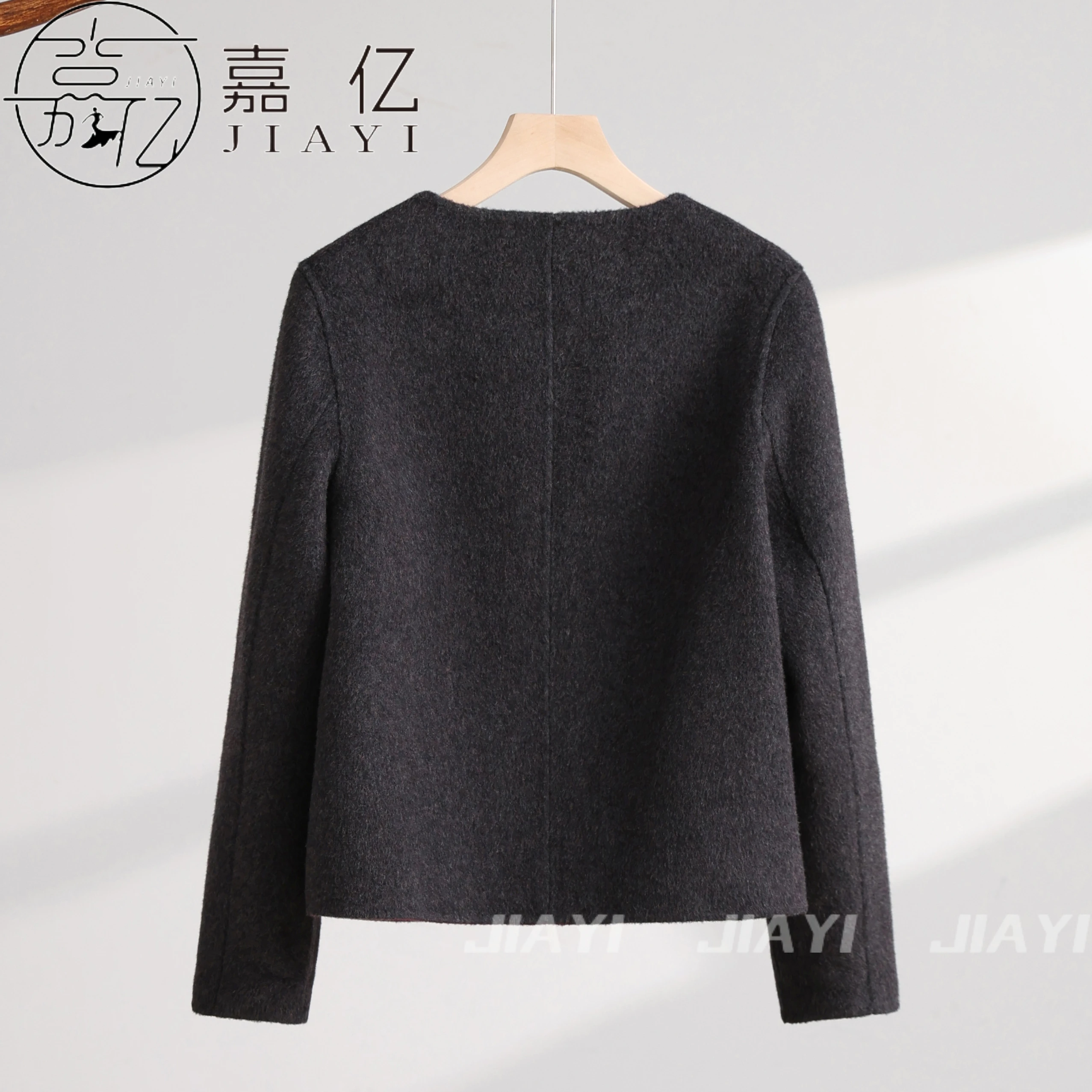 Practical Double-Breasted Woolen Coat with Cute Bow Decor and Button Closure Long Winter Jacket with Practical Pockets