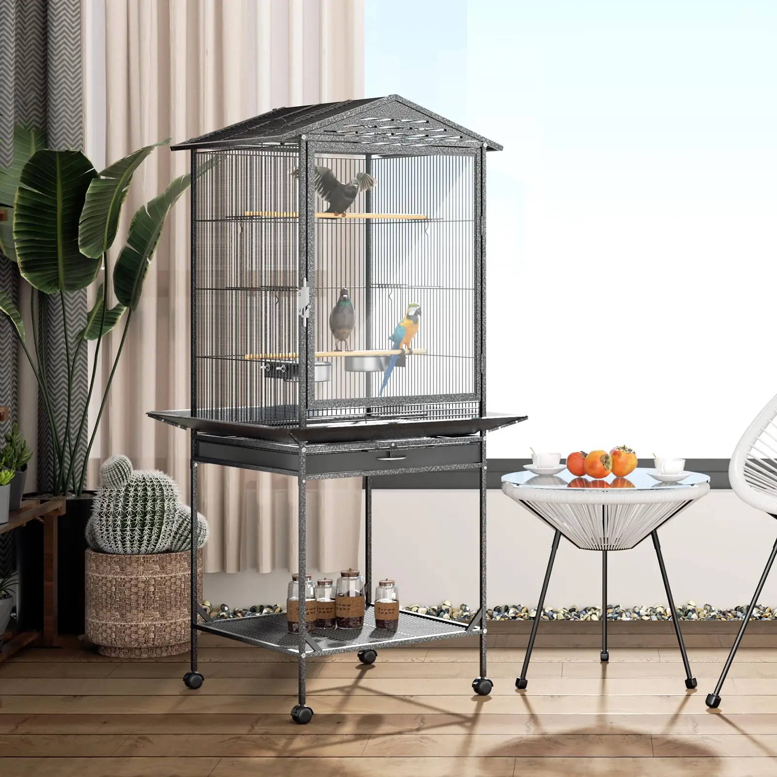 Picture of ZMaker Wholesale Large Metal Bird Cage Wheel Moving Bird Cage Houses ...