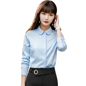 High Quality Women's Button Down Blouse Solid Pattern Front Logo for Office Wear-Wholesale