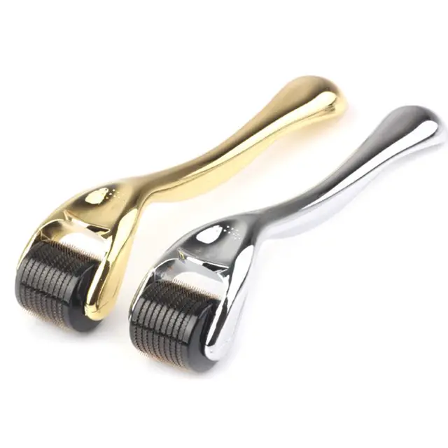 metallic handle 540 needles roller face massage acne therapy tools hair growth roller