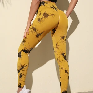 Custom Logo Tie Dye Exercise Sports Tummy Control Fitness Seamless  Scrunch Butt Lifting Womens Leggings