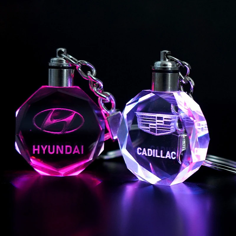 Colorful Lighting Led Keychain Car Designs Logo Crystal Keychain for Promotion Gift Can Be Custom Photo Pictures