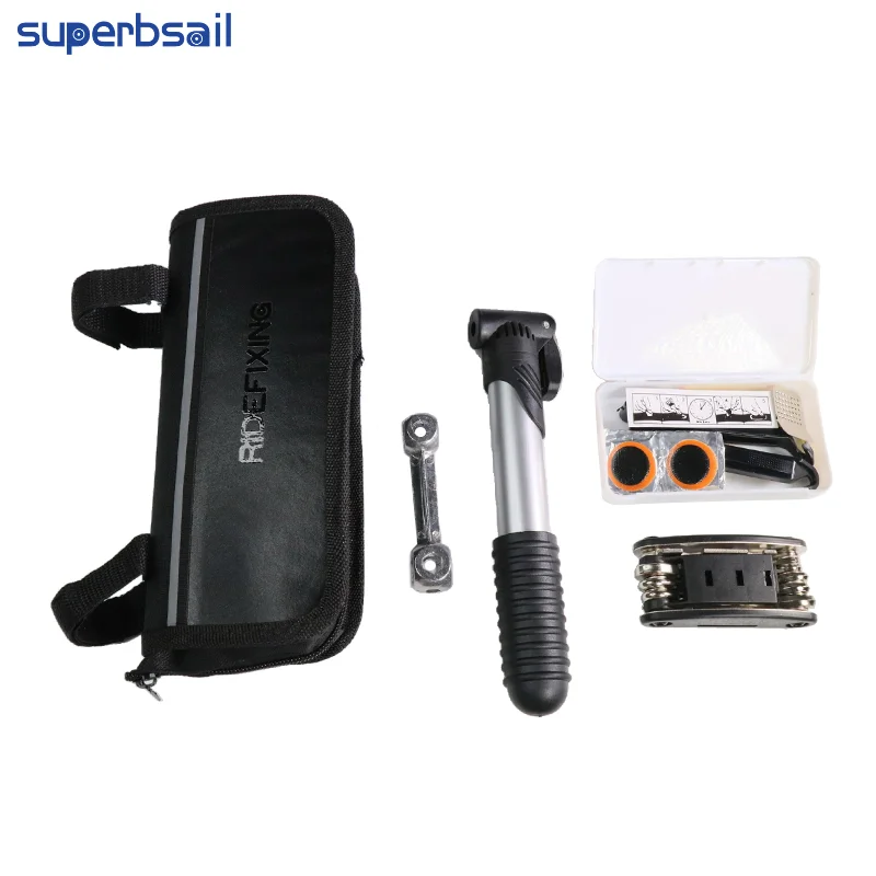 Superbsail Bicycle Cycle Tool Bag Repair Tool Set Multi-function Tire Repair Kits Multifunctional Kit With Pouch Pump for Bike manufacture