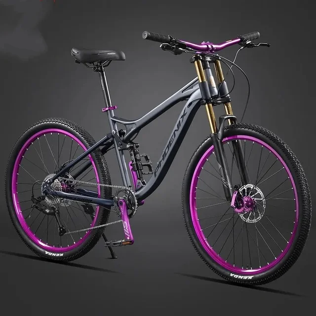 Grey 27.5 Inch Variable Speed Hydraulic Disc Brake Full Suspension Fork MTB Off-road Bicycle Cycling For Adult