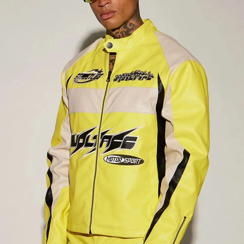 Custom design retro classic motorcycle oem patch genuine leather racing jacket for men_voghion.com