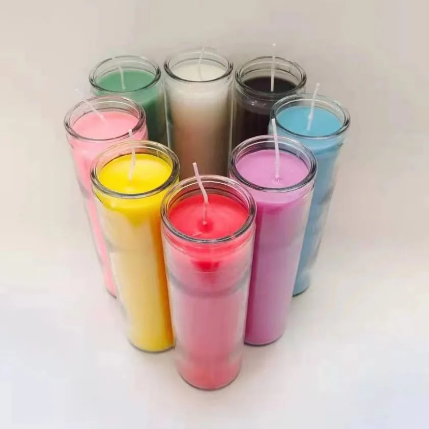 Empty 15oz Tall Glass Religious Church Candle Votive 7 Day Candle Glass Jar With Wooden Lid